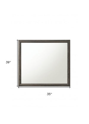 35" Gray Wood Framed Accent Mirror