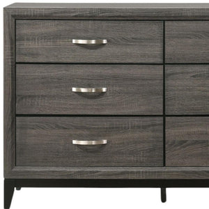 58" Gray Wood Six Drawer Double Dresser