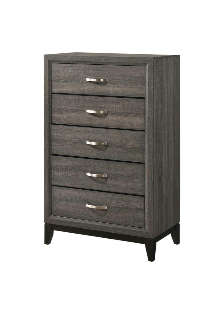 31" Gray Wood Five Drawer Dresser