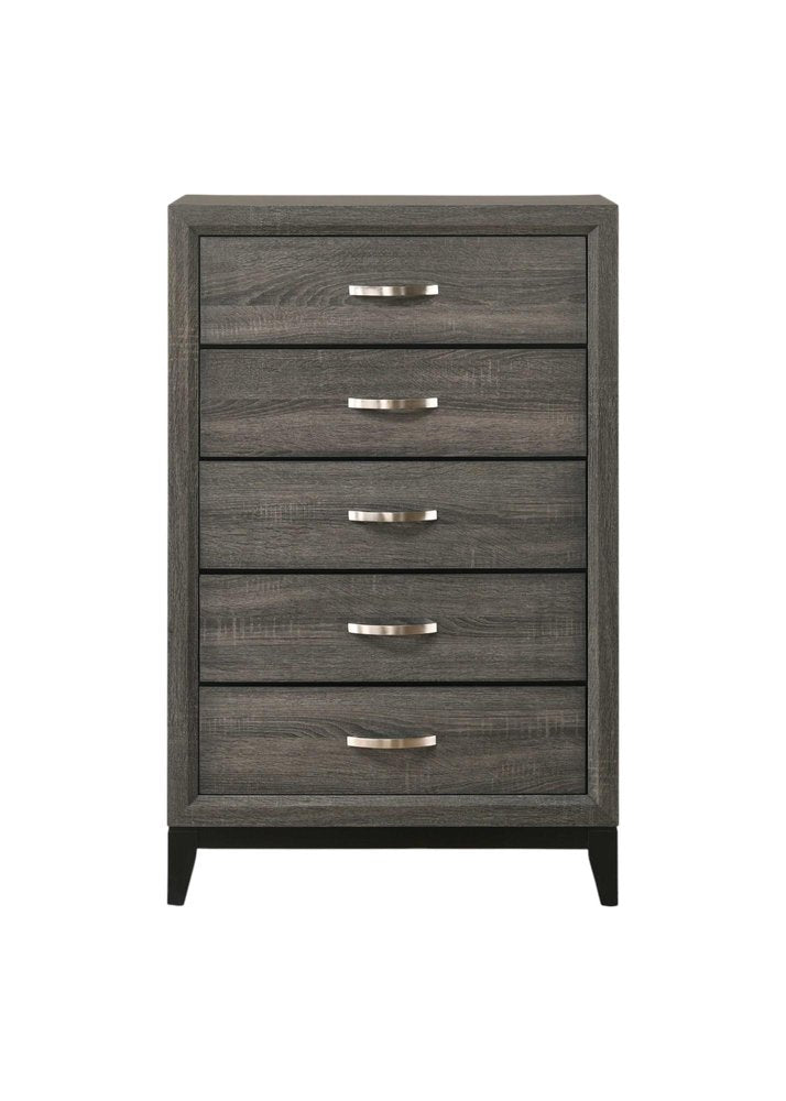 31" Gray Wood Five Drawer Dresser