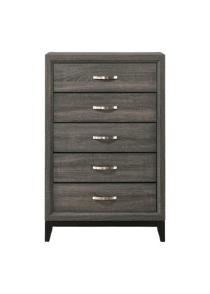 31" Gray Wood Five Drawer Dresser