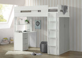 White And Teal Twin Loft Bed And Desk