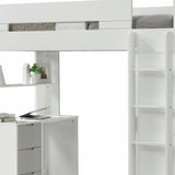 White And Teal Twin Loft Bed And Desk