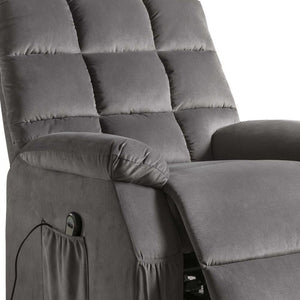 34" Gray Velvet Heated Massage Lift Assist Power Recliner