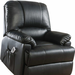 34" Black Faux Leather Power Massage Lift Assist Recliner