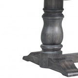 88" Light Gray And Gray Solid Wood Trestle Base Dining Table