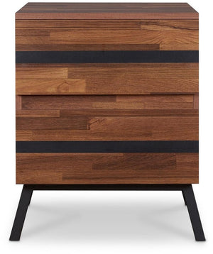 23" Black And Brown Wood And Iron End Table With Two Drawers