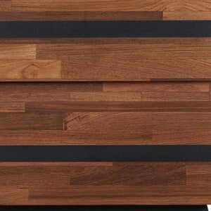 23" Black And Brown Wood And Iron End Table With Two Drawers