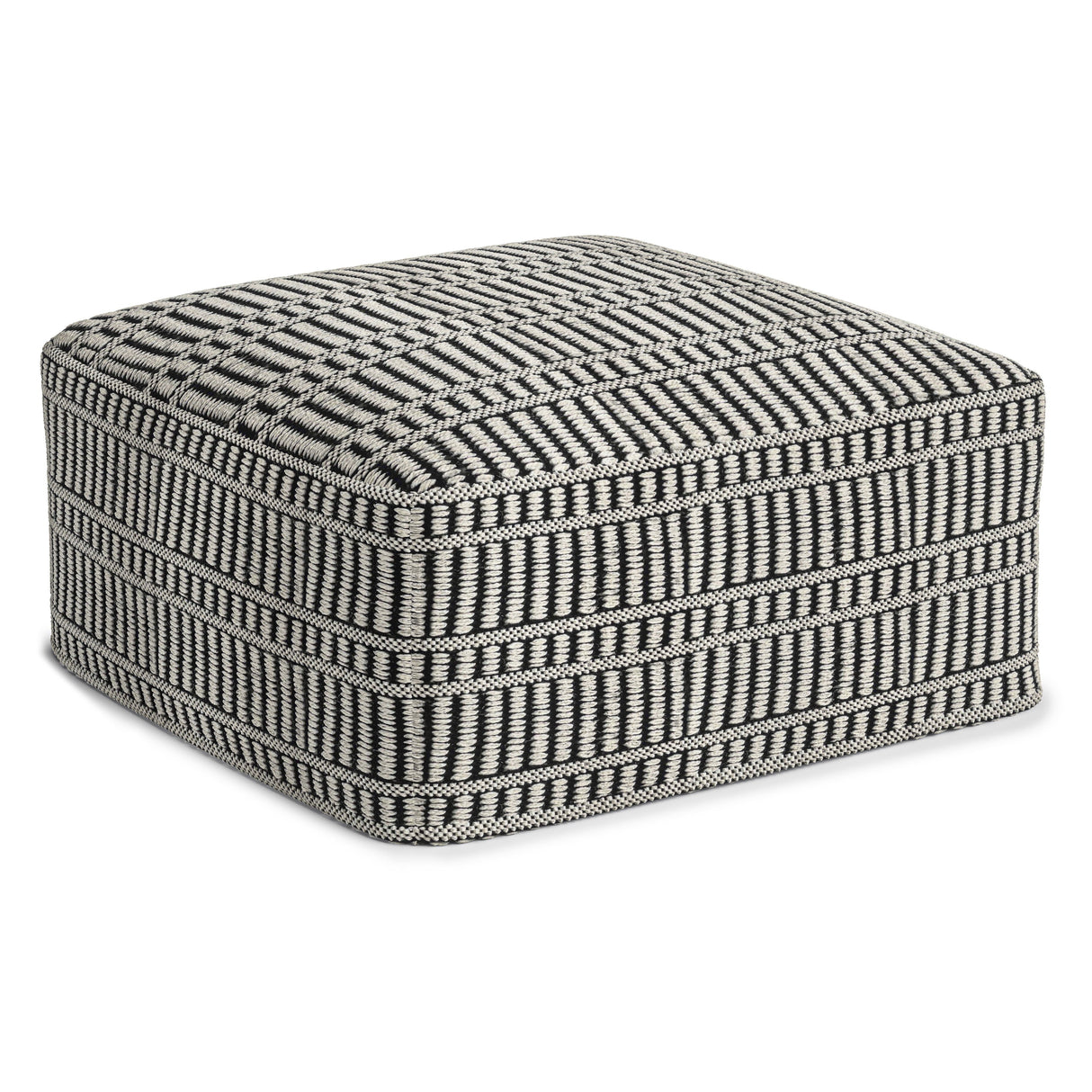 Safford - Square Woven Outdoor / Indoor Pouf - Black / White by Couch.com