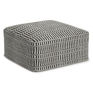 Safford - Square Woven Outdoor / Indoor Pouf - Black / White by Couch.com