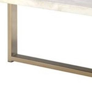 43" White and Gold Faux Marble And Iron Frame Coffee Table