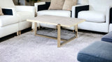 43" White and Gold Faux Marble And Iron Frame Coffee Table