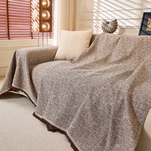 Natural Textured Linen Couch Cover, Breathable & Hypoallergenic Furniture Protector