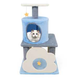 31.5" Cute Modern Cat Tree Multi-Level Kitten Tower-Blue