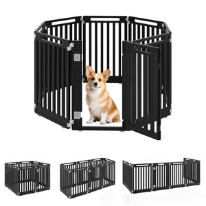 31.5" Height Indoor Outdoor Dog Playpen with 8 Panels-Black