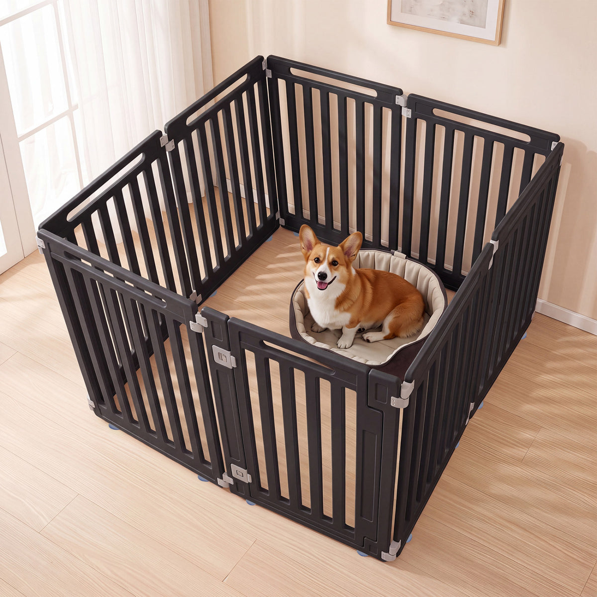 31.5" Height Indoor Outdoor Dog Playpen with 8 Panels-Black