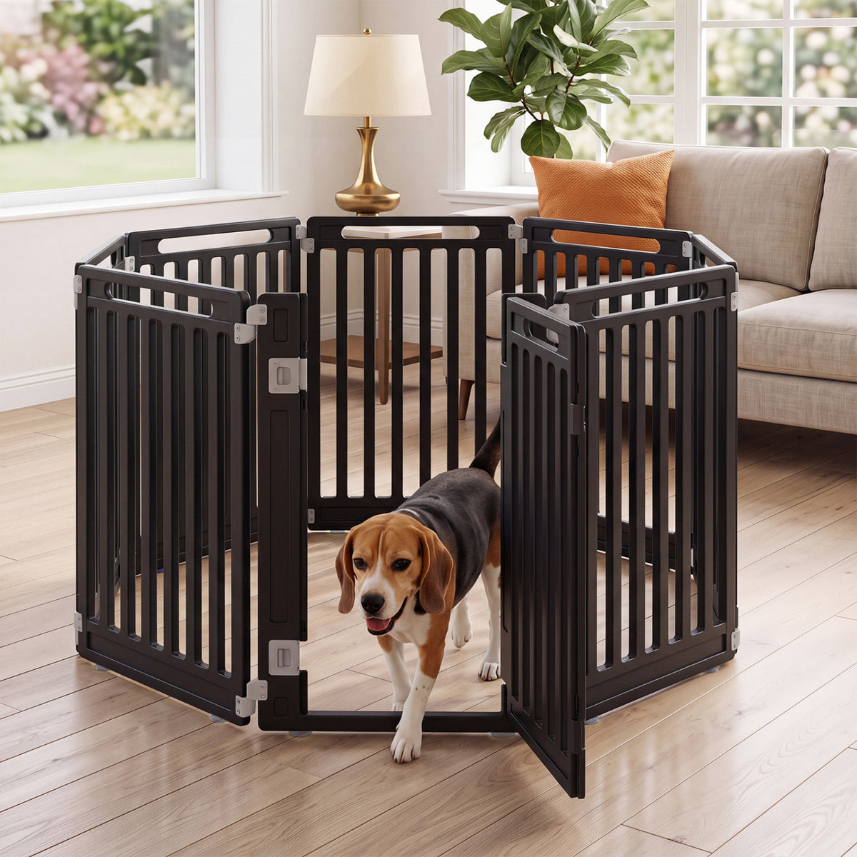 31.5" Height Indoor Outdoor Dog Playpen with 8 Panels-Black
