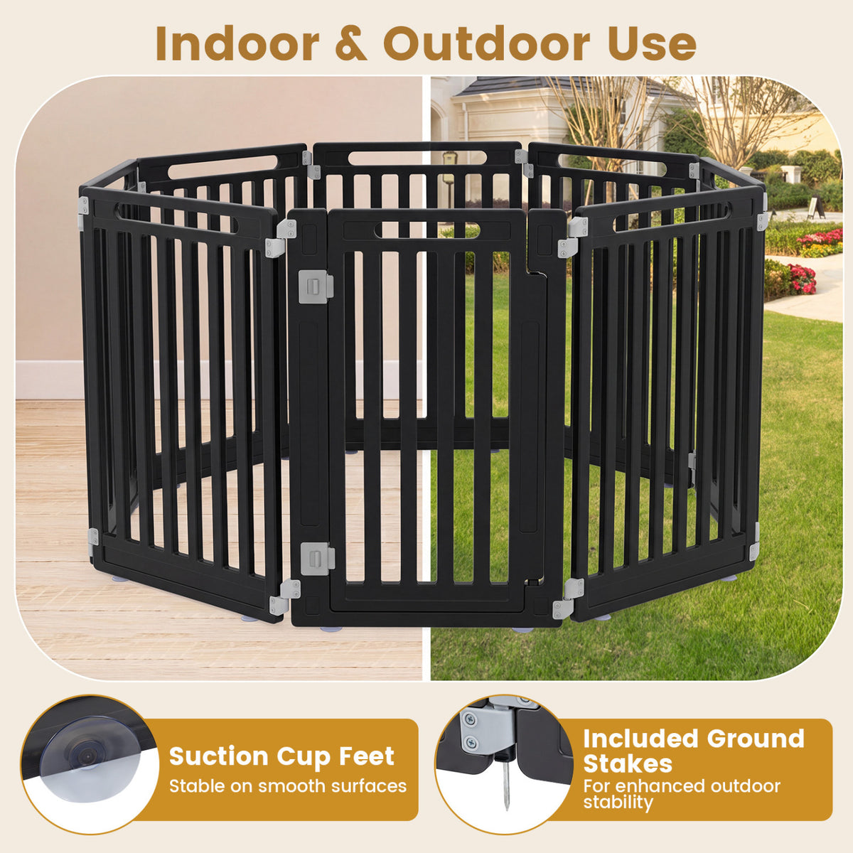 31.5" Height Indoor Outdoor Dog Playpen with 8 Panels-Black