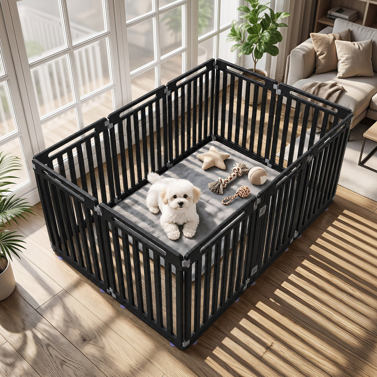 31.5" Height Indoor Outdoor Dog Playpen with 10 Panels-Black