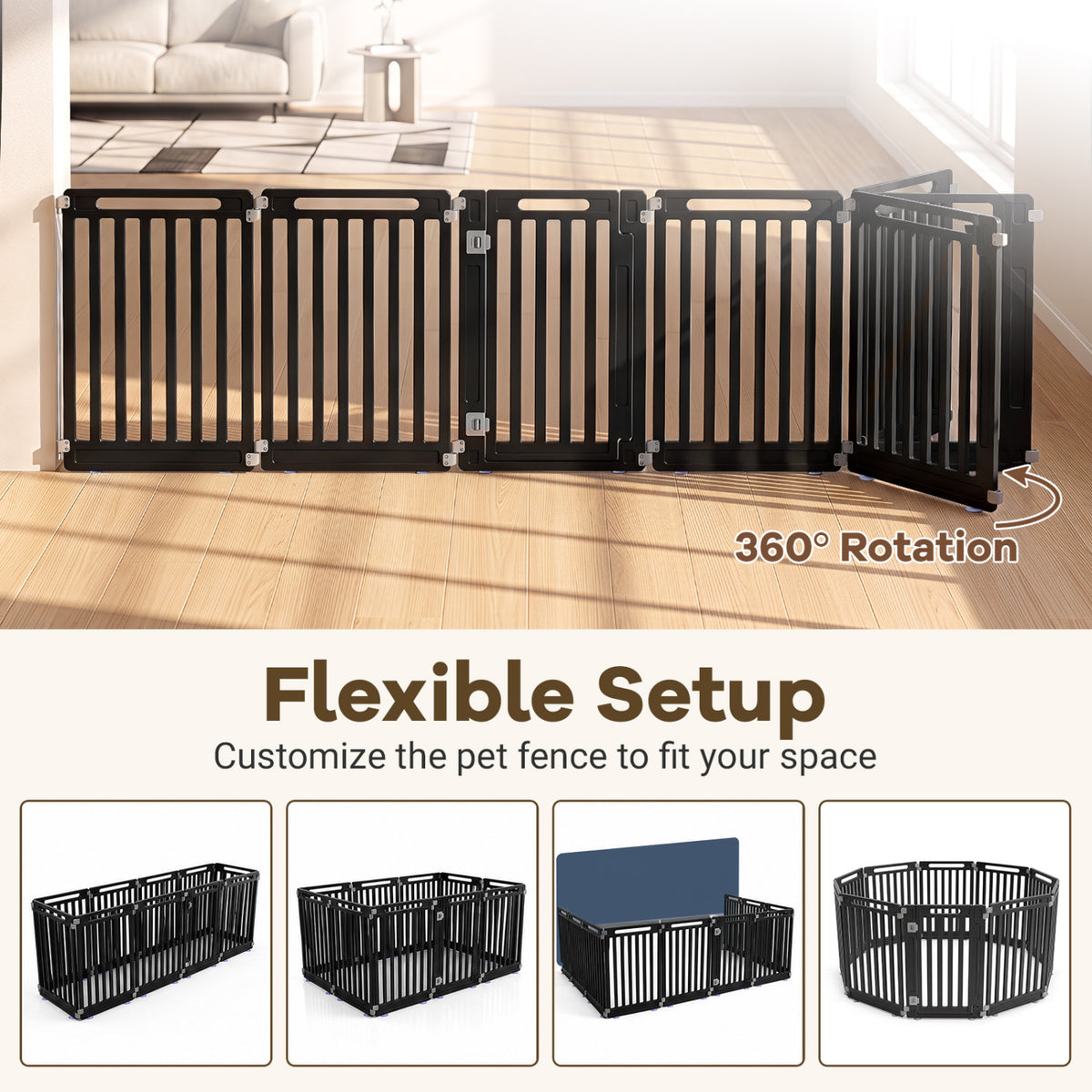 31.5" Height Indoor Outdoor Dog Playpen with 10 Panels-Black