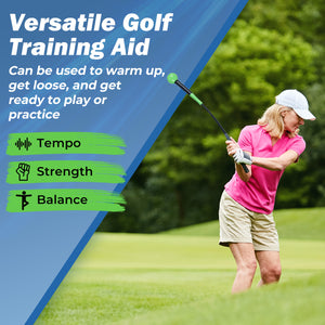 31.5 Inch Golf Swing Trainer Aid with Weighted Head for Grip  Rhythm  Balance-Green