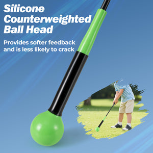 31.5 Inch Golf Swing Trainer Aid with Weighted Head for Grip  Rhythm  Balance-Green