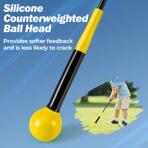 31.5 Inch Golf Swing Trainer Aid with Weighted Head for Grip  Rhythm  Balance-Yellow