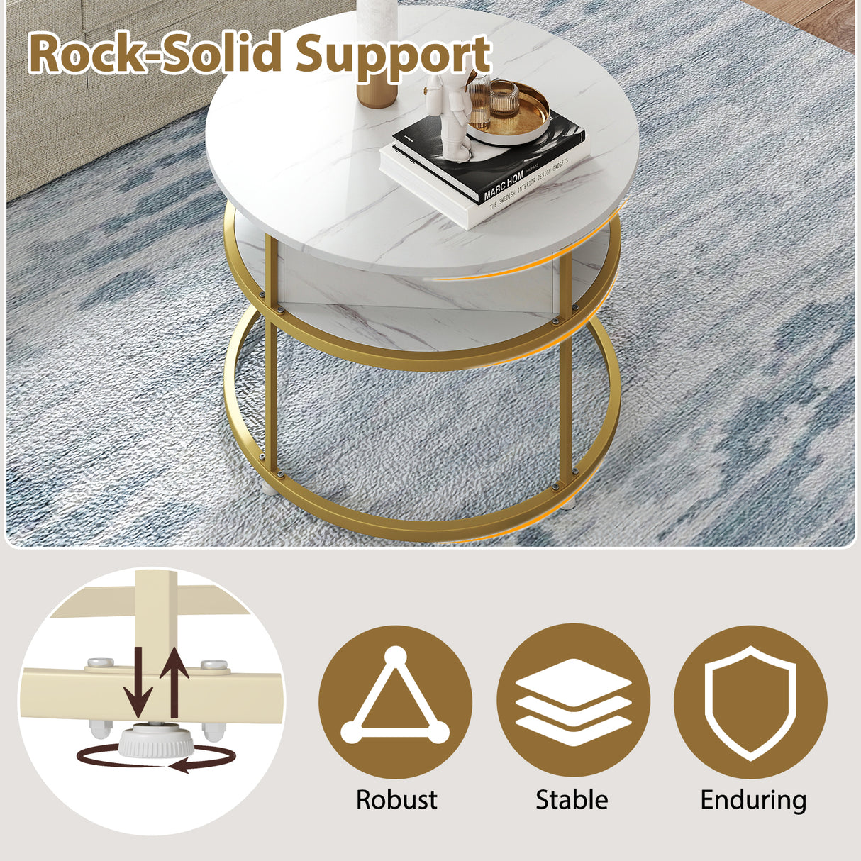 31.5 Inch Round Lift Top Coffee Table with Hidden Compartment and Side Shelves-White