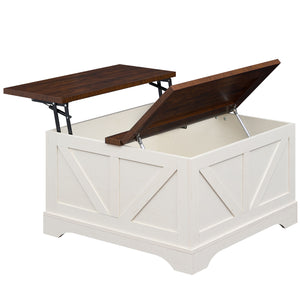 31.5 Inch Square Coffee Table with Lifting Tabletop and Hidden Compartment-Rustic Brown