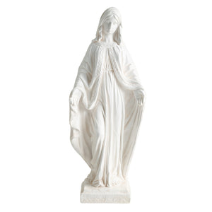 31.5 Inch Virgin Mary Statue with Aged Finish for Yard Patio-White