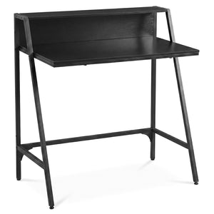 31.5" Industrial Desk with Raised Shelf Metal Frame-Black