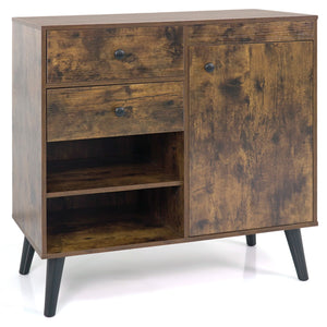 31" Sideboard Cabinet with 2 Open Compartments and 2 Drawers-Rustic Brown