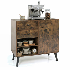 31" Sideboard Cabinet with 2 Open Compartments and 2 Drawers-Rustic Brown