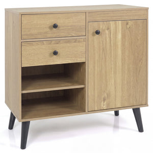 31" Sideboard Cabinet with 2 Open Compartments and 2 Drawers-Natrual