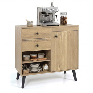 31" Sideboard Cabinet with 2 Open Compartments and 2 Drawers-Natrual