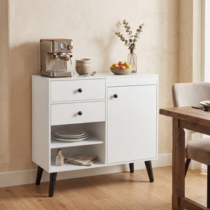 31" Sideboard Cabinet with 2 Open Compartments and 2 Drawers-White