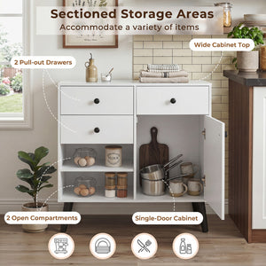 31" Sideboard Cabinet with 2 Open Compartments and 2 Drawers-White