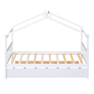 Wooden House Bed With Twin Size Trundle by Couch.com