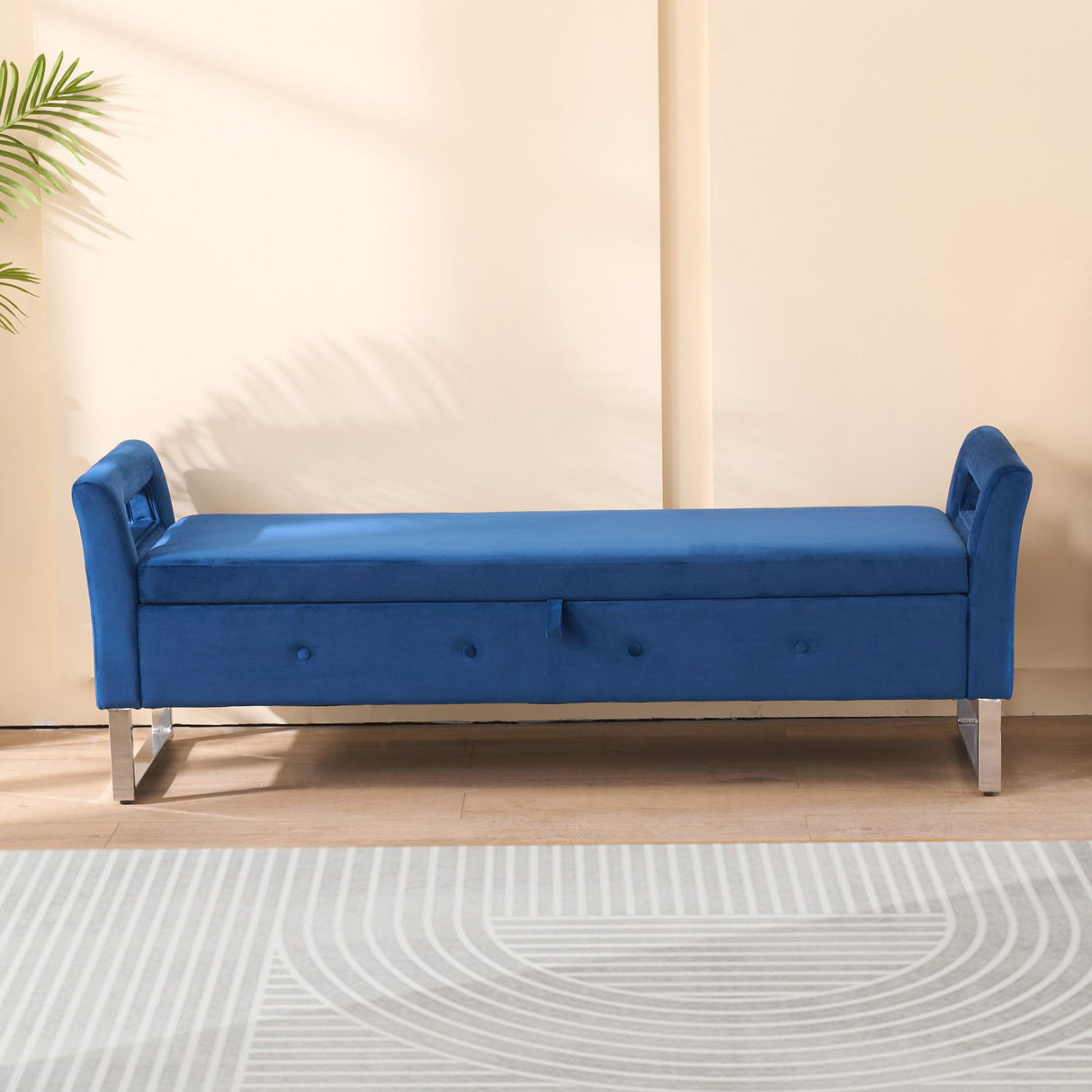 Wide Storage Soft Ottoman Bench With Armrests by Couch.com