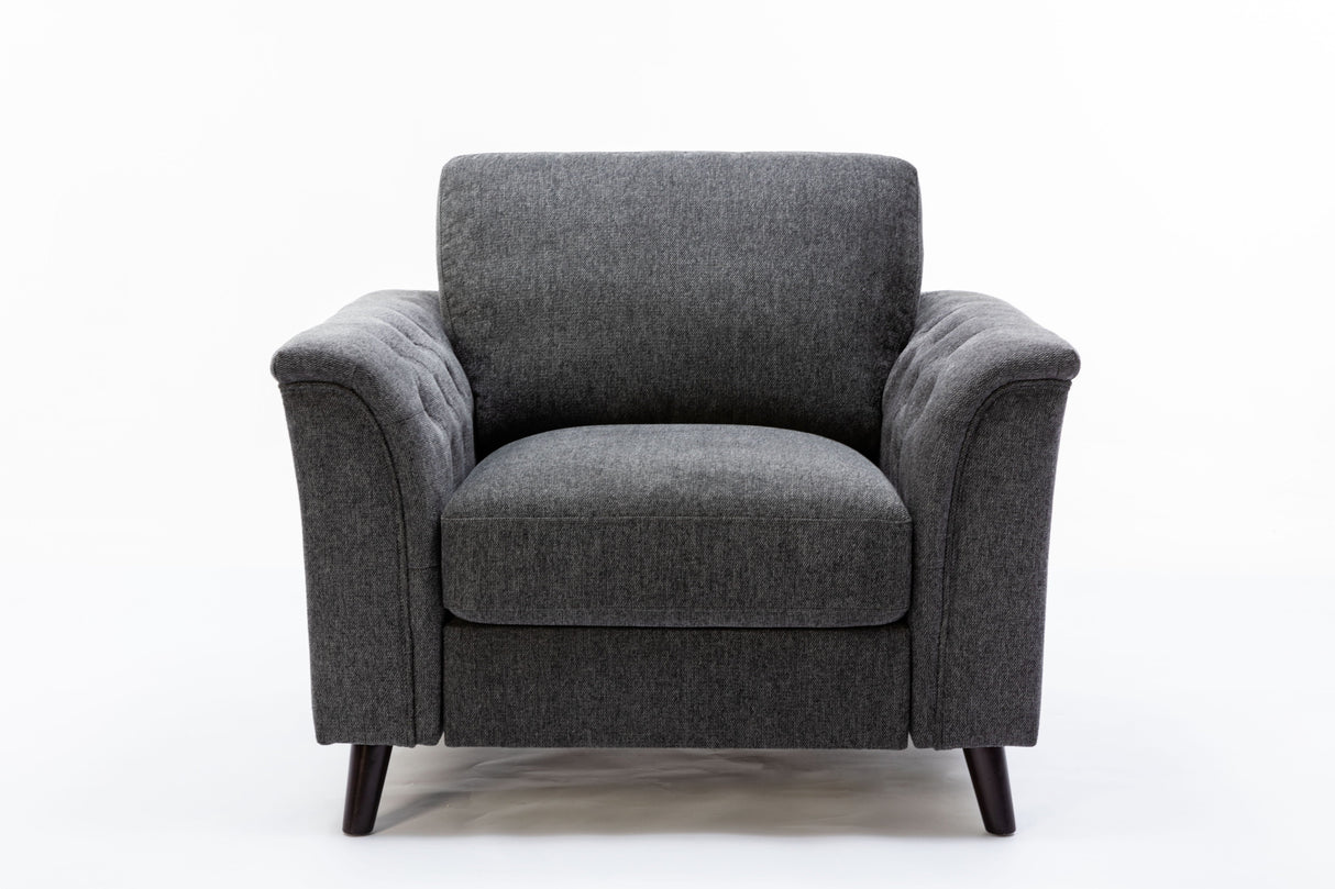 Stanton - Linen Chair With Tufted Arms - Dark Gray by Couch.com