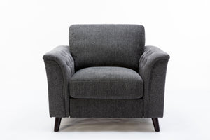 Stanton - Linen Chair With Tufted Arms - Dark Gray by Couch.com
