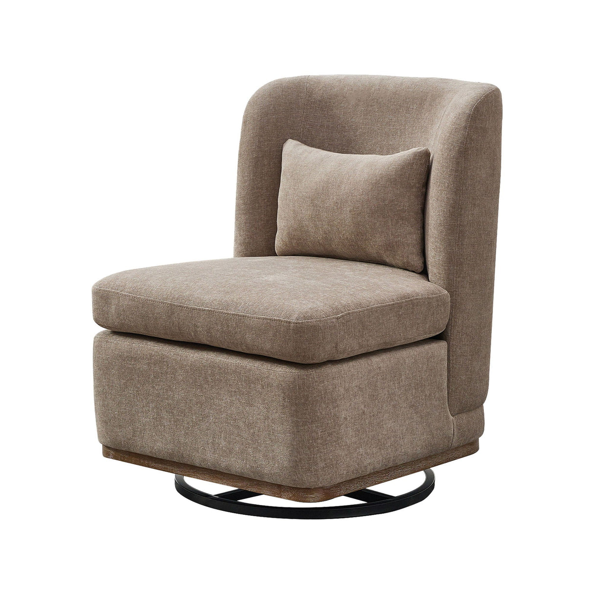 Wide Modern Chenille Cushioned Armless Metal Base 360° Swivel Chair With Pillow by Couch.com