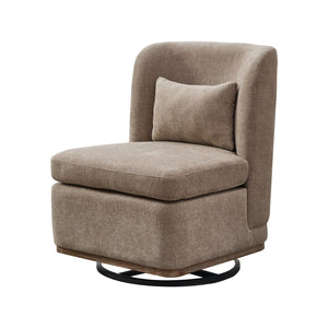 Wide Modern Chenille Cushioned Armless Metal Base 360° Swivel Chair With Pillow by Couch.com