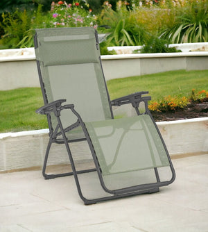 28" Green Steel Outdoor Zero Gravity Chair with Green Cushion