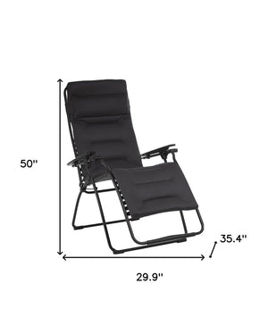 30" Gray Steel Outdoor Zero Gravity Chair with Gray Cushion