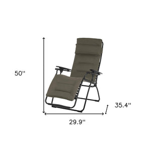 30" Gray Steel Outdoor Zero Gravity Chair with Gray Cushion