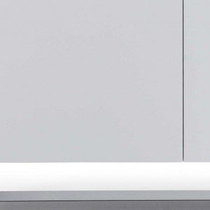 91" White Glass and Stainless Steel Frame Console Table