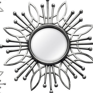 Set of Five Silver Sunburst Metal Framed Mirror Set