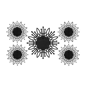 Set of Five Silver Sunburst Metal Framed Mirror Set