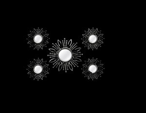 Set of Five Silver Sunburst Metal Framed Mirror Set